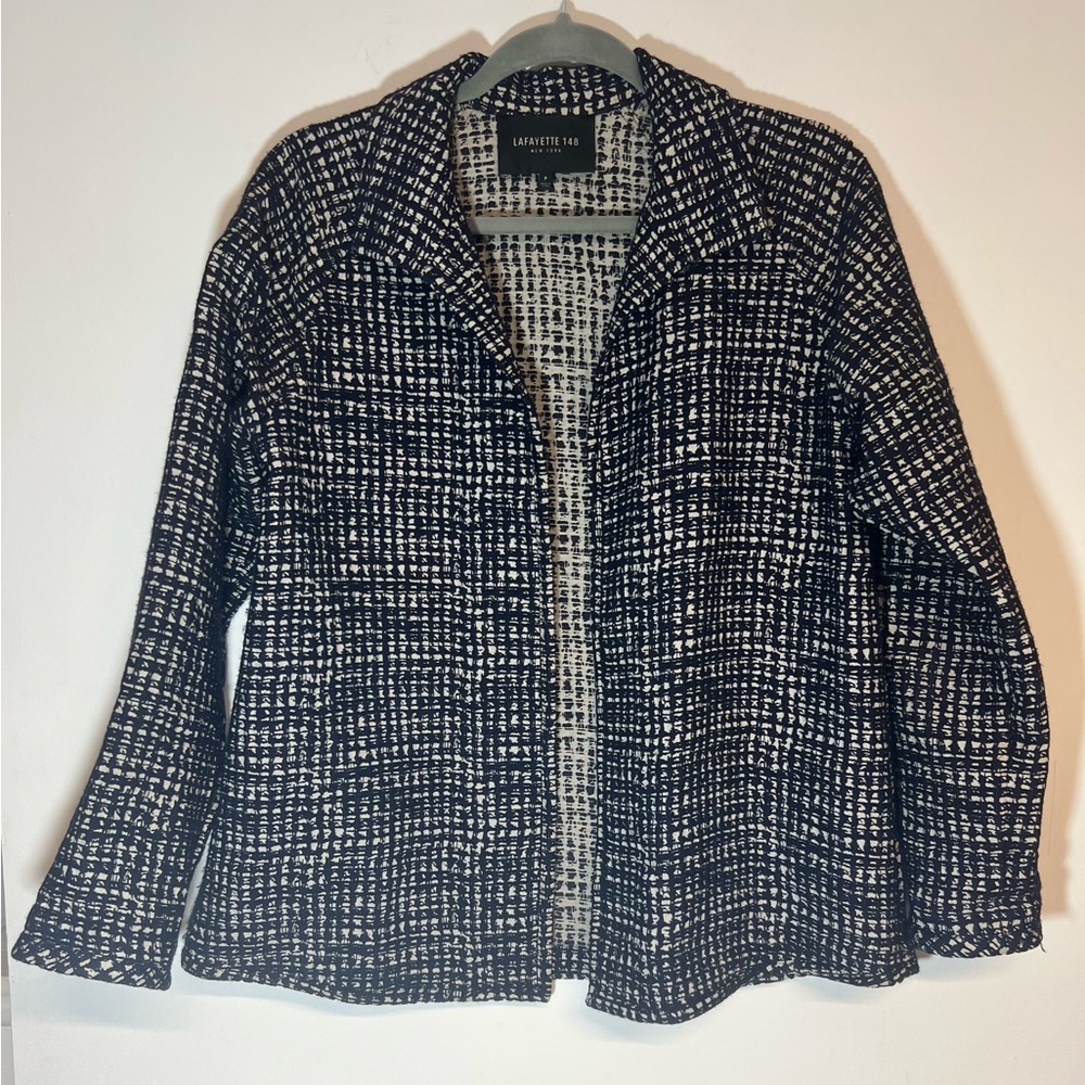 Lafayette 148 New York Black and White Textured Blazer Size P